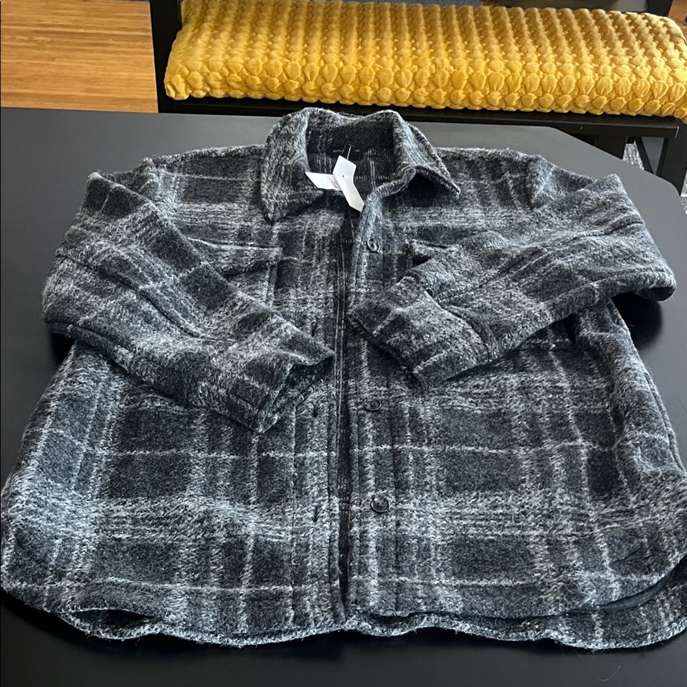 Banana Republic Women's Gray Plaid Shacket